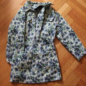 Coastal Grandma Knit Woven Floral Cord Set size L